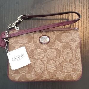 Coach Khaki/Plum Wristlet - NWT